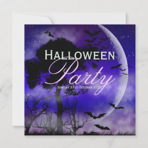 Halloween Full Moon & Fladdermus Nightsky-inbjudan Inbjudningar