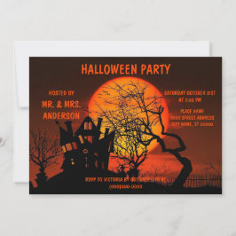 Halloween Full Moon Haunted House-skräcknatten Inbjudningar