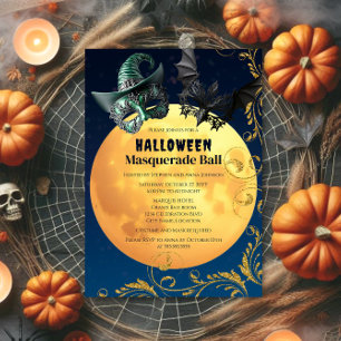 Halloween Full Moon MasqueraBoll Inbjudningar
