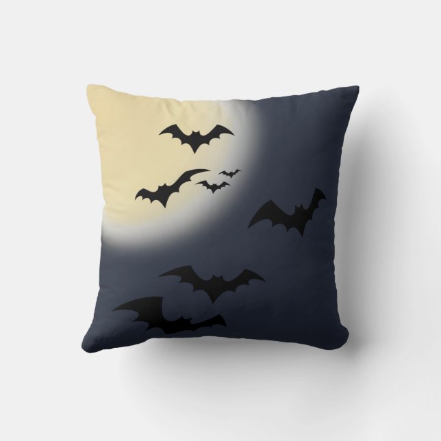 Halloween-fullkomligt läge med Fladdermöss Kudde (Baksida)