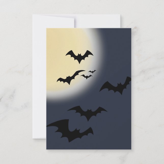 Halloween Fullmåne Med Fladdermöss Kort (Framsida)
