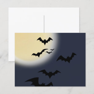 Halloween Fullmåne Med Fladdermöss Vykort