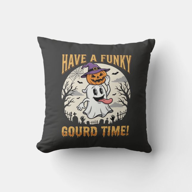 Halloween Funky Gourd Tid Spegel Pumpa Kudde (Framsida)