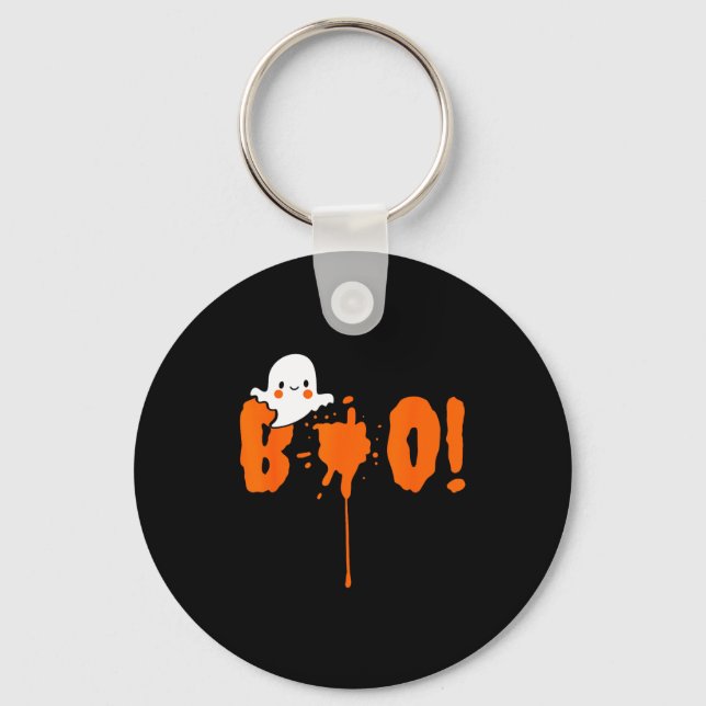 Halloween Funny Cute Ghost Boo! Design Gift  Nyckelring (Framsida)