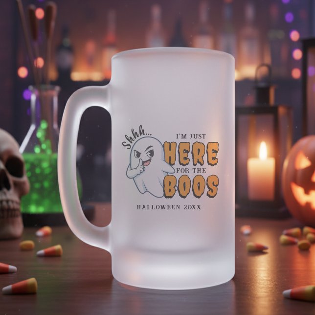 Halloween Funny Ghost Pun Bara här för Boos Frostat Ölglas (Halloween Funny Ghost Pun Just Here for the Boos Frosted Glass Beer Mug
)