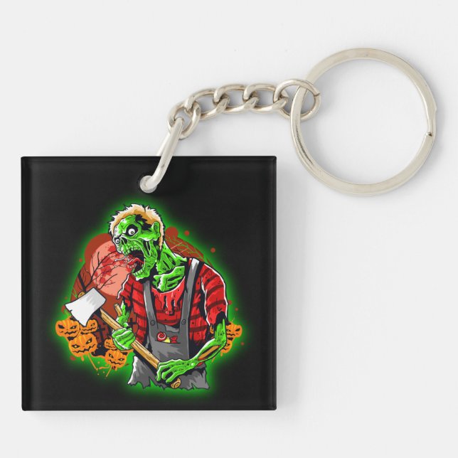 Halloween Funny Grönt Zombie Ax på (Baksidan)