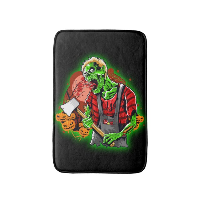 Halloween Funny Grönt Zombie Ax på Badrumsmatta (Framsidan (Vertikal))