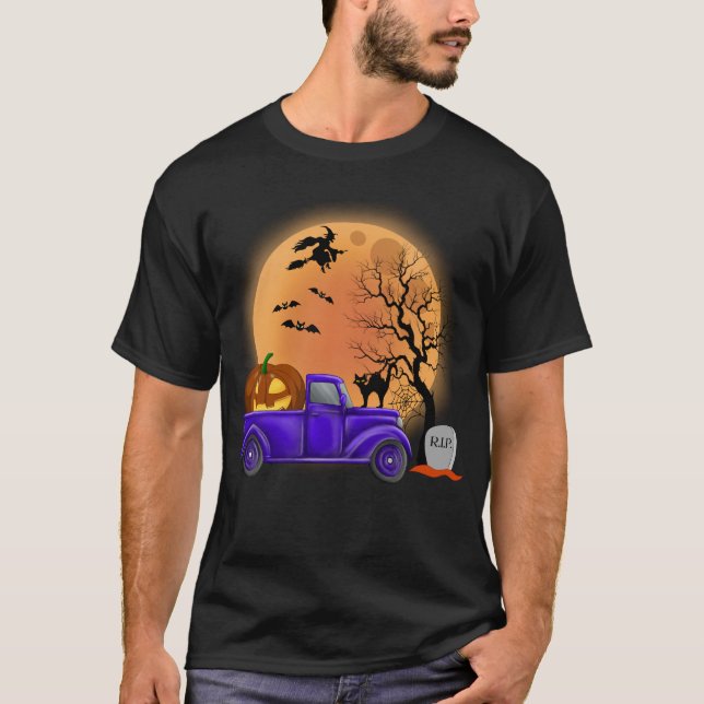 Halloween Funny Monsters Pumpkin Witch T Shirt (Framsida)