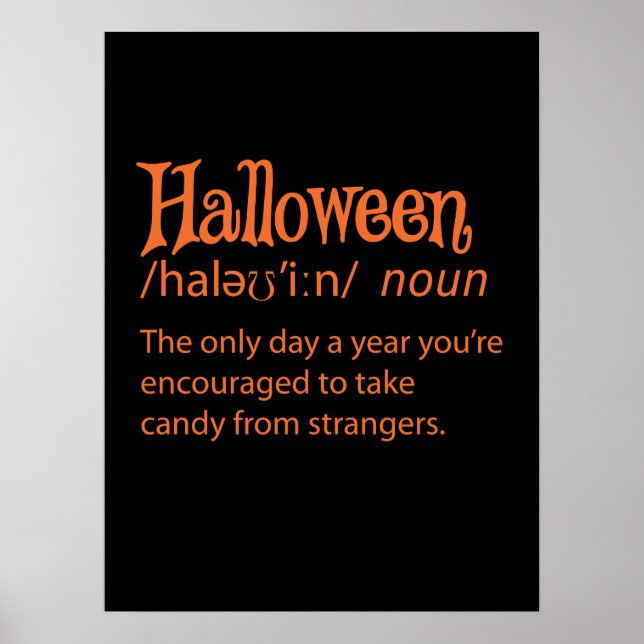 Halloween Funny ordlistedefinition Poster (Framsidan)