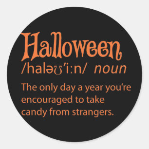 Halloween Funny ordlistedefinition Runt Klistermärke