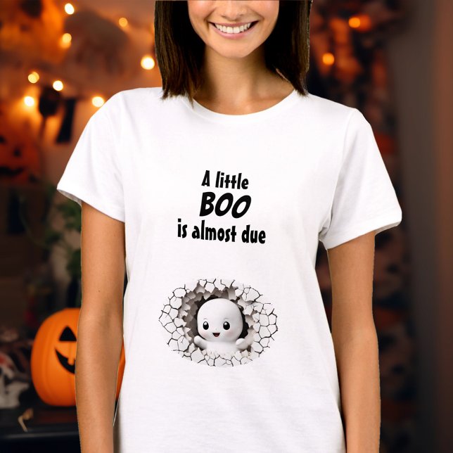 Halloween Funny Peeking Ghost Baby-meddelande T Shirt (Halloween Funny Peeking Ghost Baby Announcement T-Shirt)