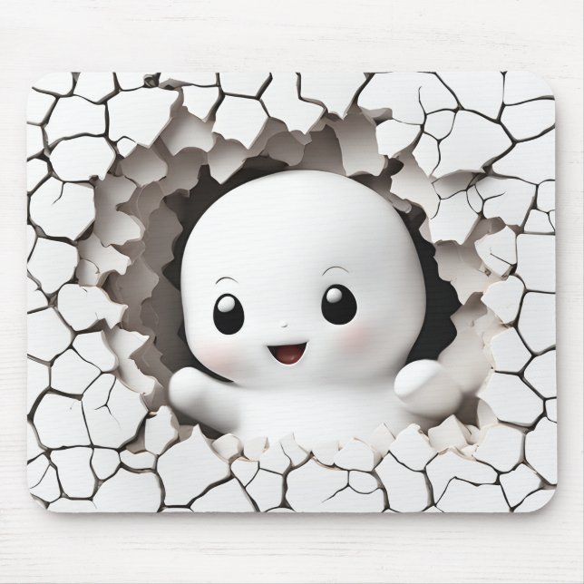 Halloween Funny Peeking Ghost Mousepad Musmatta (Framsidan)