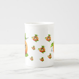 Halloween Funny Pumpkin Ansikte Benporslin Mugg