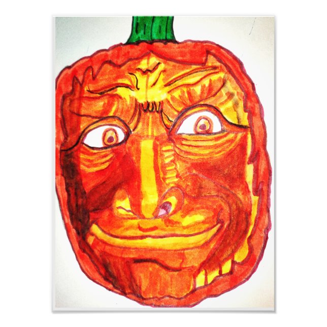 HALLOWEEN FUNNY PUMPKIN ANSIKTE FOTOTRYCK (Framsidan)