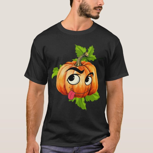Halloween Funny Pumpkin Ansikte T Shirt (Framsida)