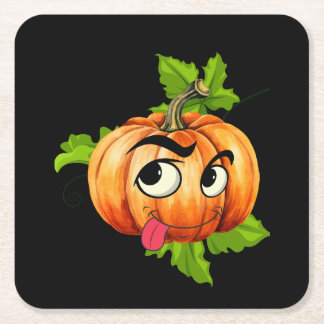 Halloween Funny Pumpkin Ansikte Underlägg Papper Kvadrat