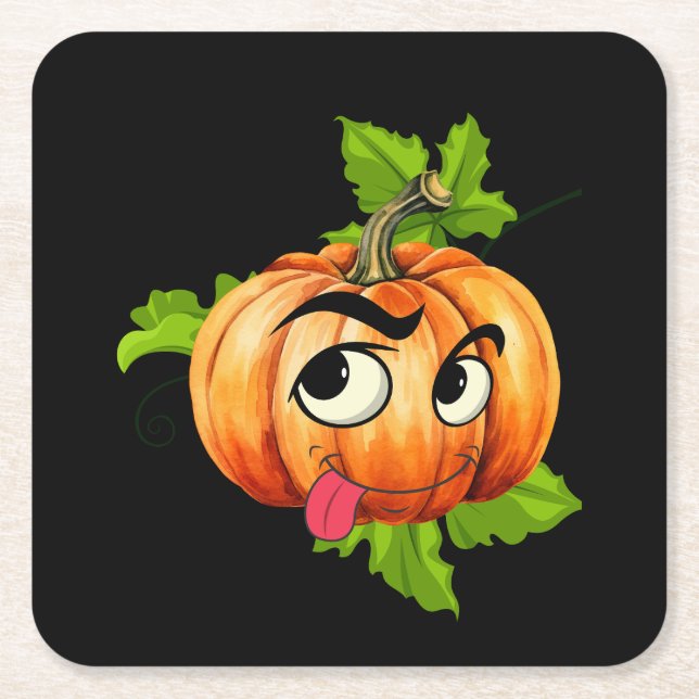 Halloween Funny Pumpkin Ansikte Underlägg Papper Kvadrat (Framsidan)
