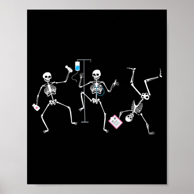 Halloween Funny Skeleton Nurse Soky Registered Nur Poster (Framsidan)