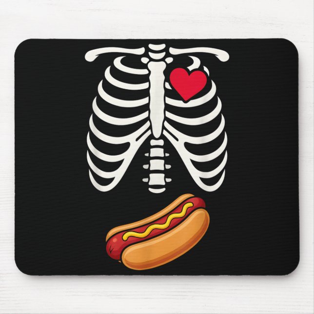 Halloween Funny Skeleton Ribcage Hotdog Food Lover Musmatta (Framsidan)