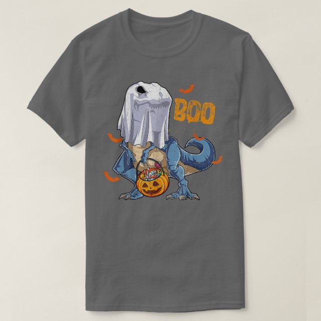 Halloween Funny Skeleton Riding Mummy Dinosaur T r Shirt (Design framsida)
