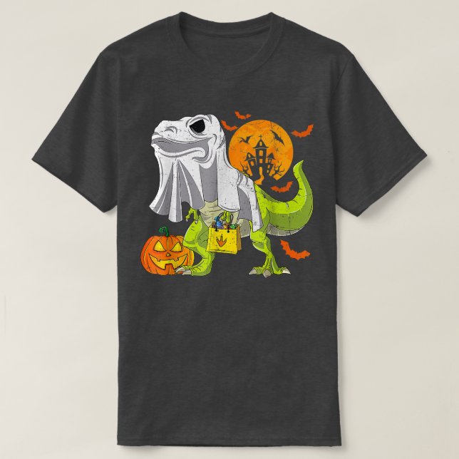 Halloween Funny Skeleton Riding Mummy Dinosaur T r Shirt (Design framsida)