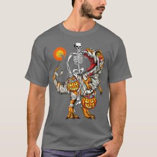 Halloween Funny Skeleton Riding Mummy Dinosaur T R Shirt