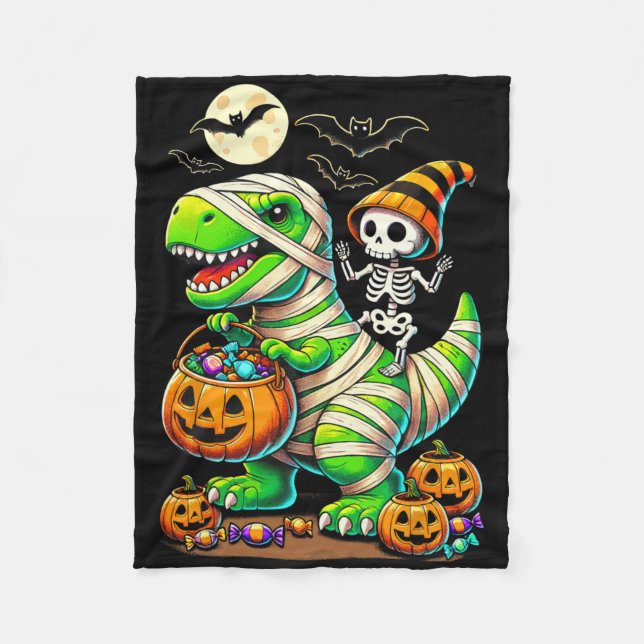 Halloween Funny T Rex Dinosaur Mummy Boys Trick Tr Fleecefilt (Framsidan)