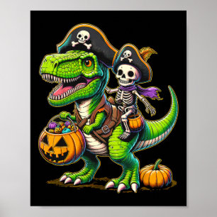 Halloween Funny T Rex Dinosaur Pirat Boys Trick T Poster