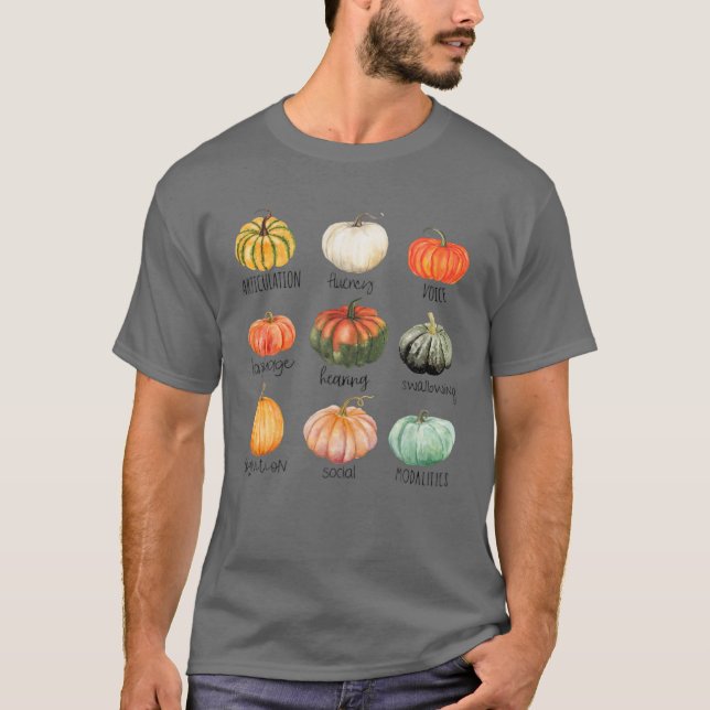 Halloween Funny Tal Therapy Pumpkin SLP-lärare T Shirt (Framsida)