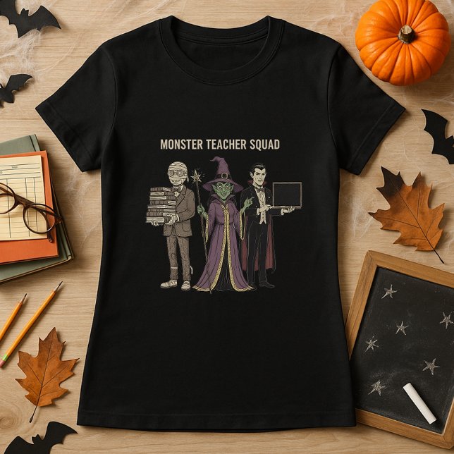 Halloween Funny Teacher Gift Monster Teacher Squad T Shirt (Skapare uppladdad)
