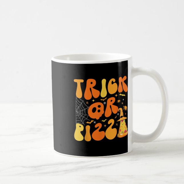Halloween Funny Trick eller Pizza Scary Ghost Deco Kaffemugg (Höger)