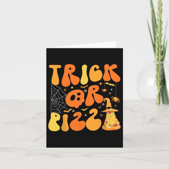Halloween Funny Trick eller Pizza Scary Ghost Deco Kort (Framsida)