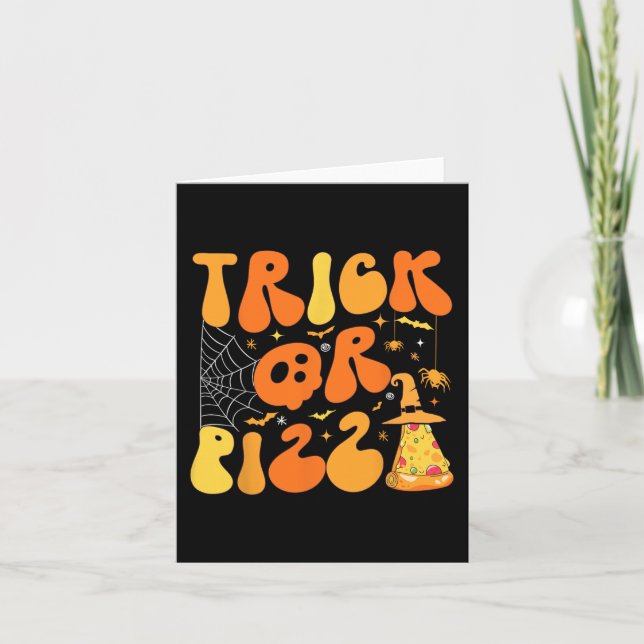 Halloween Funny Trick eller Pizza Scary Ghost Deco Kort (Framsida)