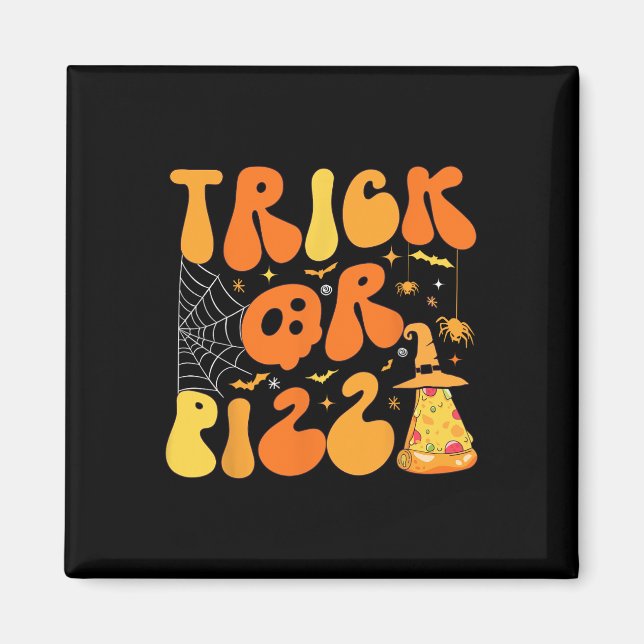Halloween Funny Trick eller Pizza Scary Ghost Deco Magnet (Framsidan)