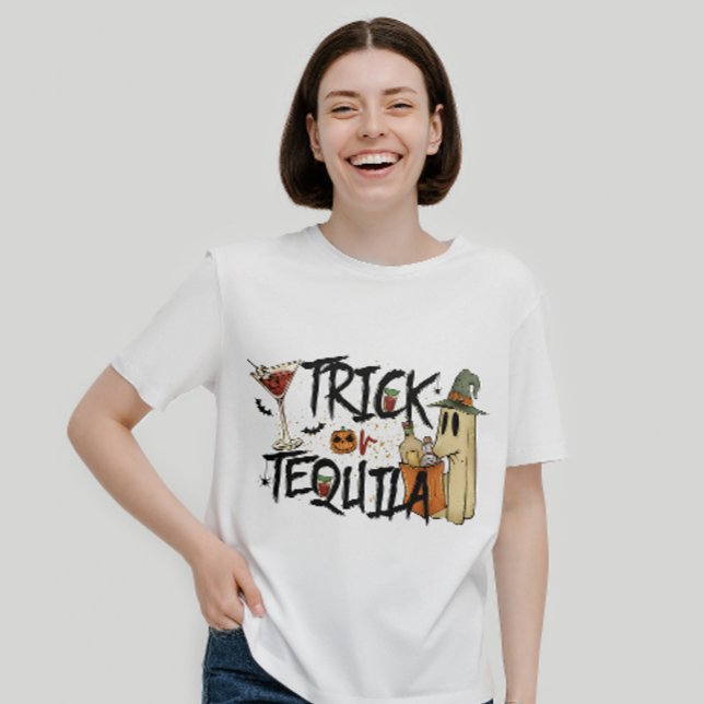 HALLOWEEN FUNNY TRICK ELLER TEQUILA QUOTE T SHIRT (Skapare uppladdad)