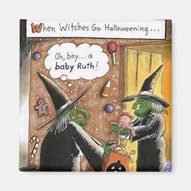 Halloween Funny Witches Bus eller godis Magnet (Framsidan)