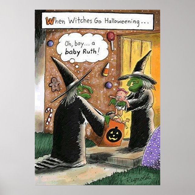 Halloween Funny Witches Bus eller godis Poster (Framsidan)