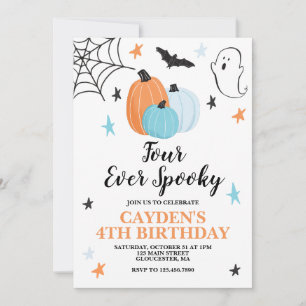 Halloween Fyra Alltid Kuslig Födelsedagspumpa Inbjudningar