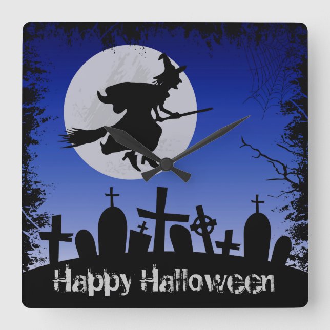 Halloween Fyrkantig Klocka (Framsida)