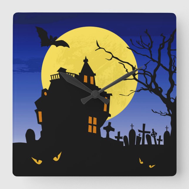 Halloween Fyrkantig Klocka (Framsida)