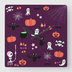 Halloween Fyrkantig Klocka