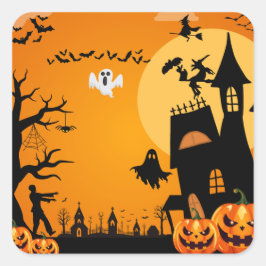 Halloween Fyrkantigt Klistermärke