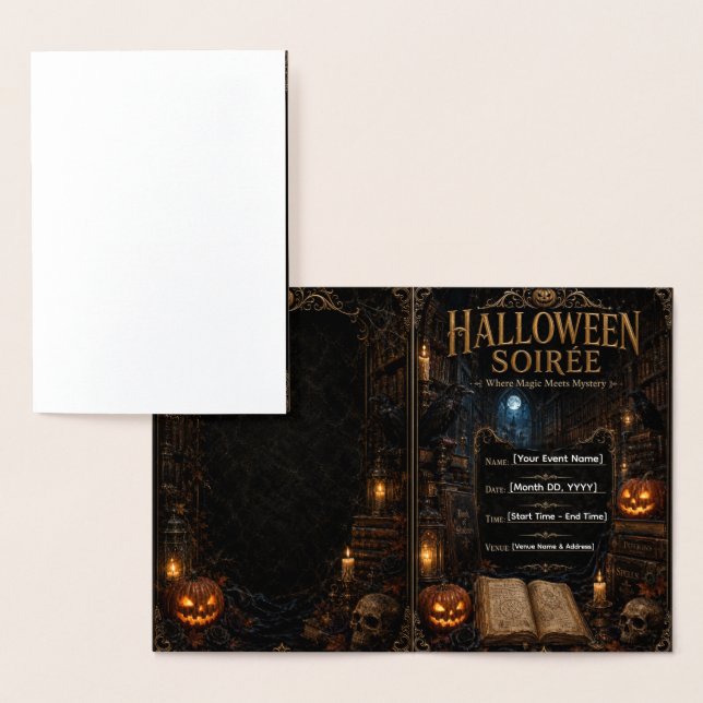 Halloween-gala inbjudan mall | Redigerbar Goth Folierat Kort (Display)