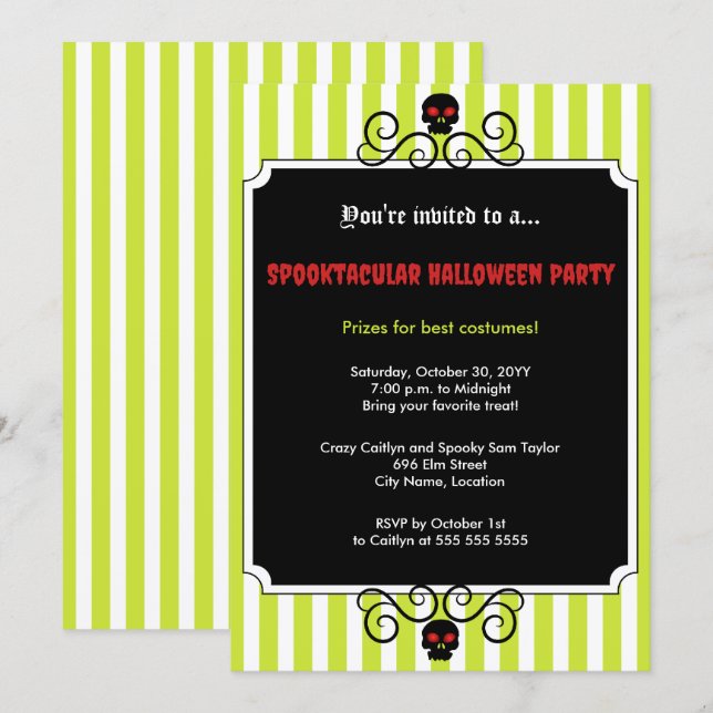 Halloween Gala Party Inbjudningar (Fram/baksida)