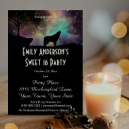 Halloween Galaxy Varg Costume Sweet 16 Birthday Inbjudningar