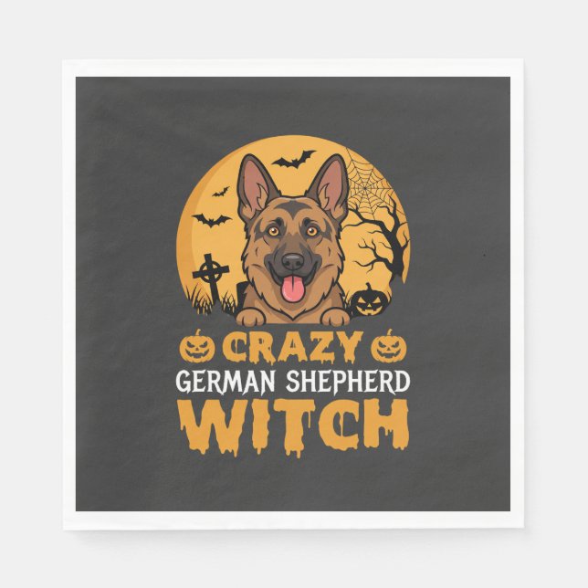 Halloween Galen Vild German Shepherd Häxdesign Pappersservett (Framsidan)