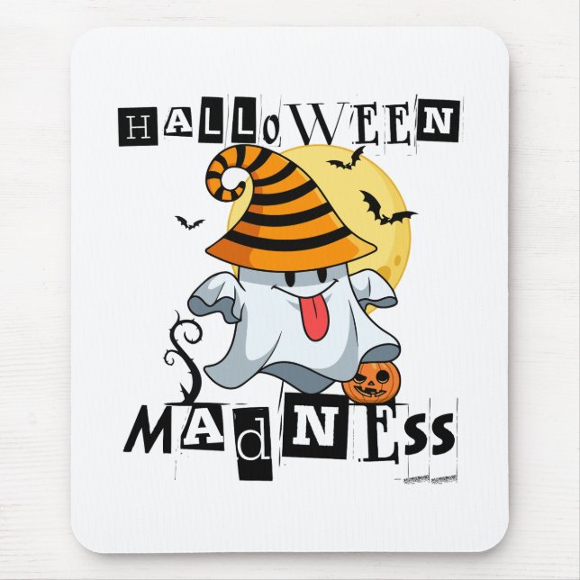 Halloween Galenhet Funny Ghost-Roligt Musmatta (Framsidan)