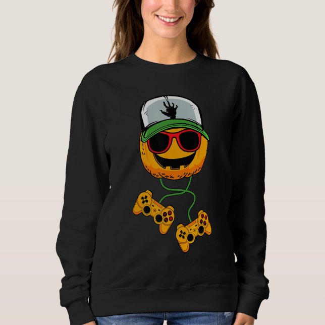 Halloween Gamer Jack o lantern Gaming Boys Kids Me T Shirt (Framsida)