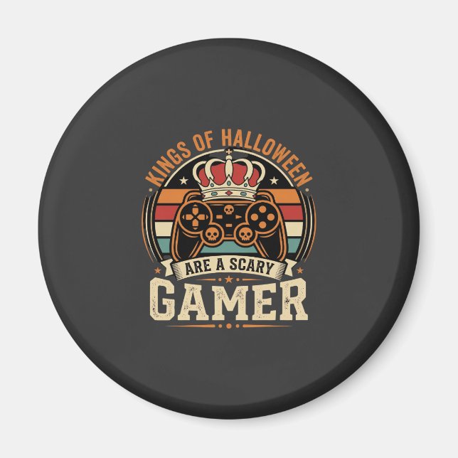 Halloween Gamer King Retro Kontrolldesign Magnet (Framsidan)