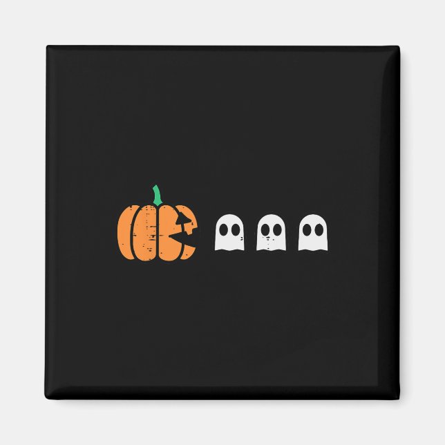 Halloween Gamer Pumpkin Eating Ghost Costume Manar Magnet (Framsidan)